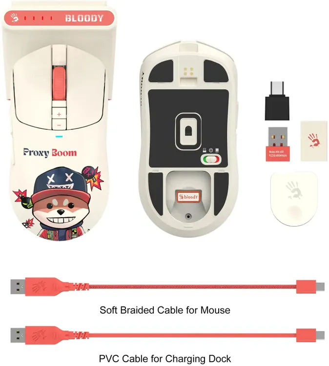 Мышь игровая A4Tech Bloody R72 Ultra Duo Proxy Boom; 2.4 Ггц; USB; оптический; 20000 dpi; 7 кнопок; колесо-кнопка; аккумулятор 300 мАч; бежевый