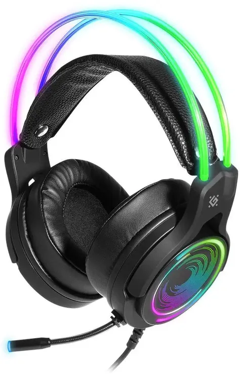 Гарнитура игровая Defender Cosmo PRO (64536***); оголовье (headband); 20 - 20 000 Гц; 32 Ом; 2,1 м; микрофон; регулятор громкости; USB; подсветка LED;