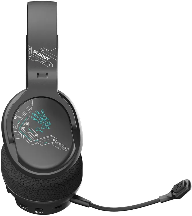 Гарнитура беспроводная A4Tech Bloody GR370 Black; накладные; 3,5 мм/BT/2.4 Ггц (USB-A/USB Type C); оголовье; 20 - 20 000 Гц; 16 Ом; микрофон; 45 ч; че