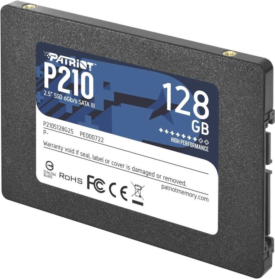 Накопитель SSD 128 ГБ Patriot P210 (P210S128G25***); 2,5"; 450Мб/с -  350Mб/с; TLC; SATA III; RET