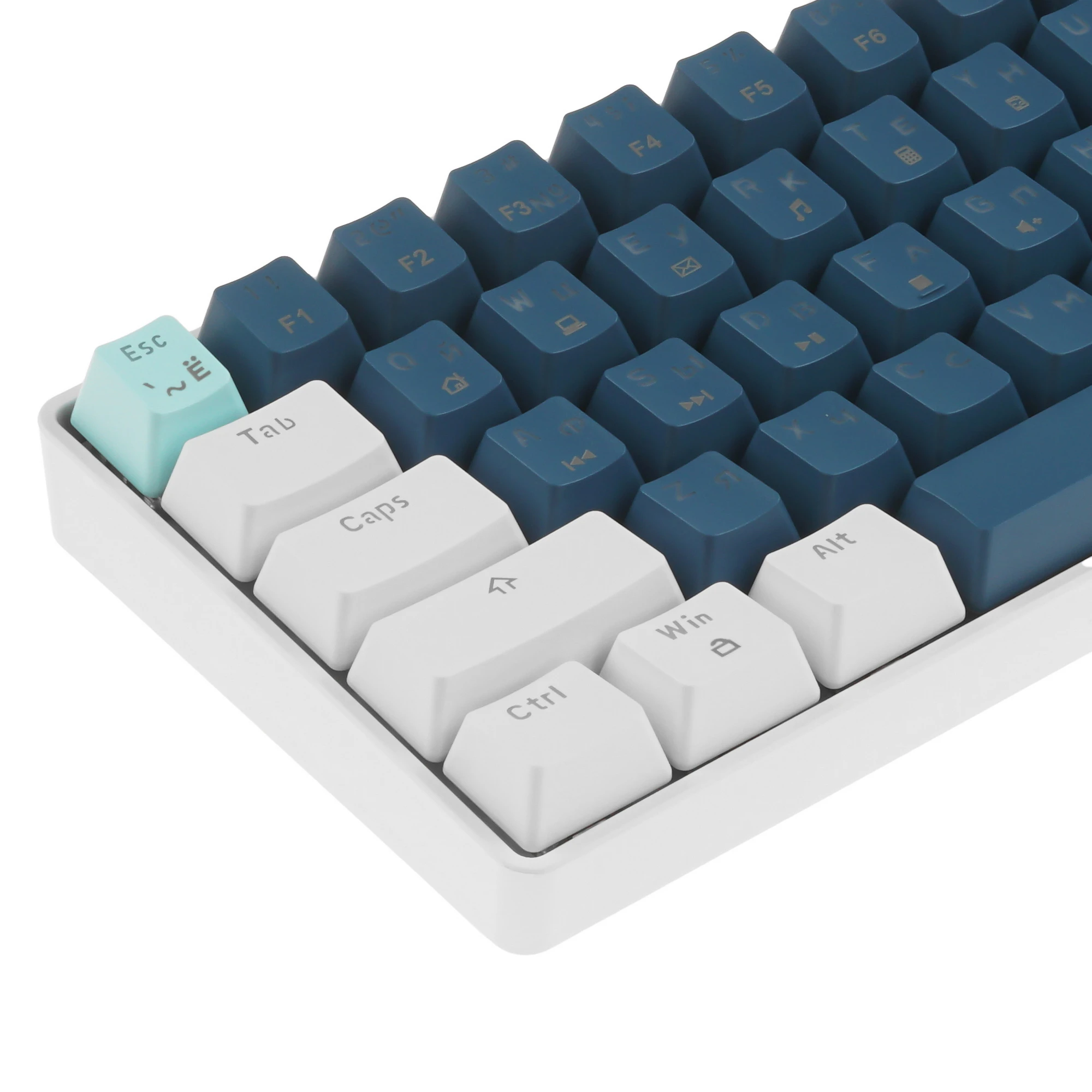 Клавиатура игровая Jet.A PANTEON T3 RS HS RB Blue-White(49); USB; механическая; 61 клавиш; 12 (+FN); LED подсветка; съемный кабель; синий + белый