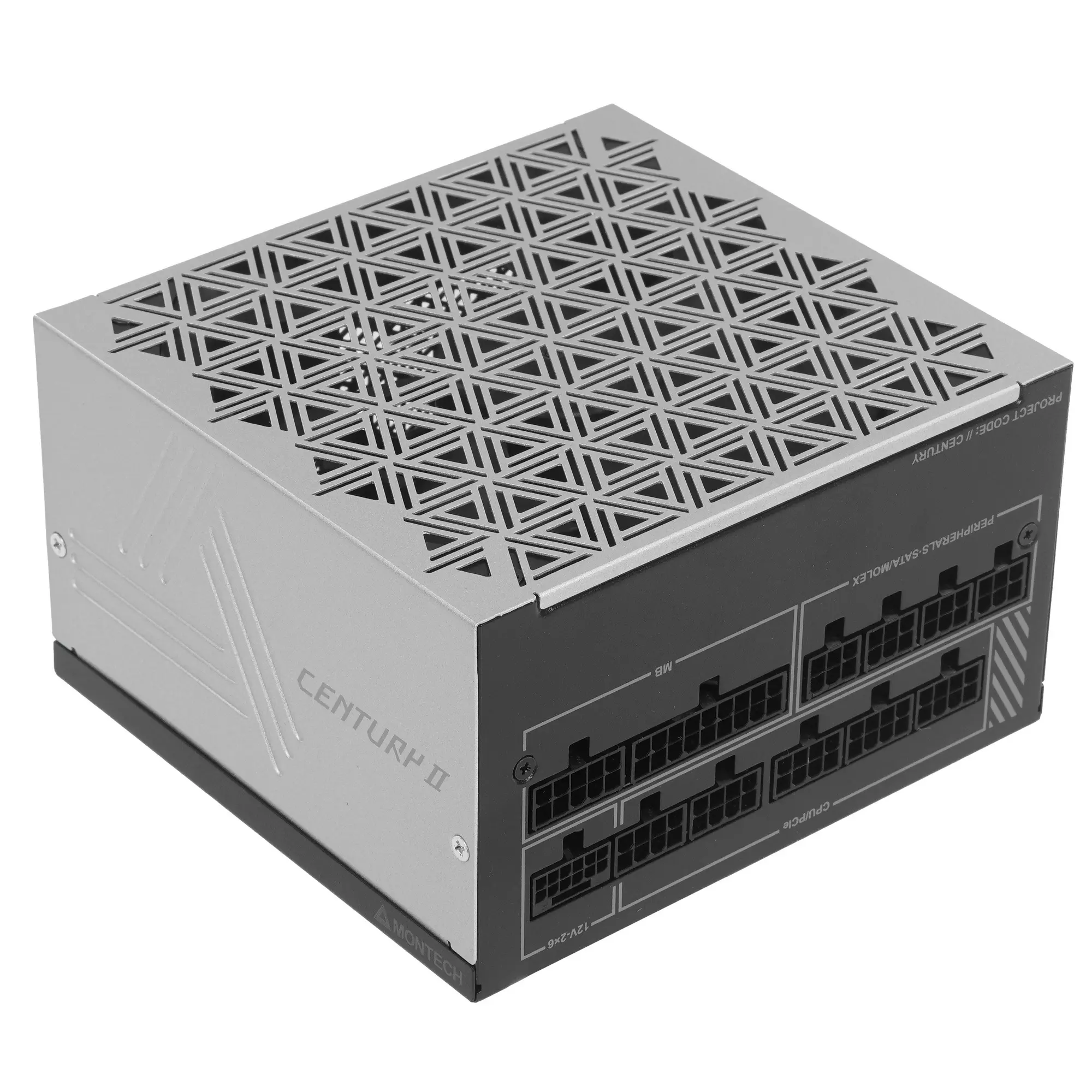 Блок питания 1200 Вт MONTECH CENTURY II 1200W, серый, ATX, модульный, 1x24 pin, 2x4+4 pin, 6x6+2 pin, 16 pin (12V-2x6), 12xSATA, 4xMolex, 80+ Gold