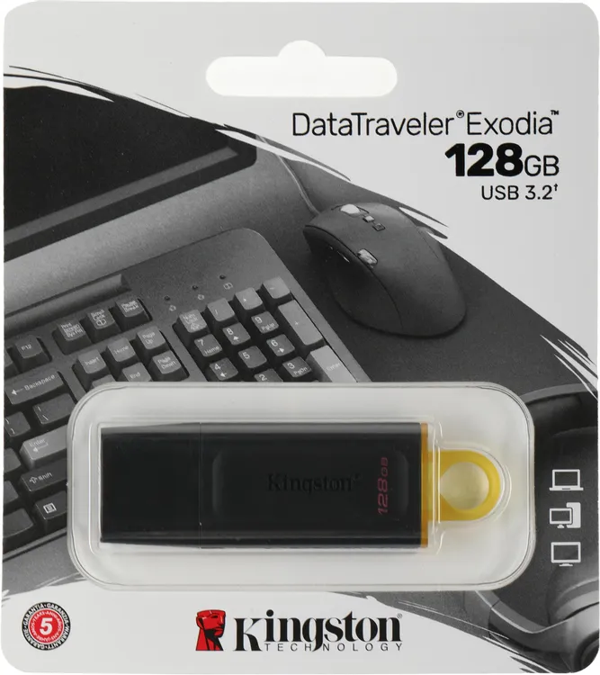Накопитель USB-флэш 128 ГБ Kingston DataTraveler Exodia (DTX/128GB***); USB 3.2; классическая, с кол