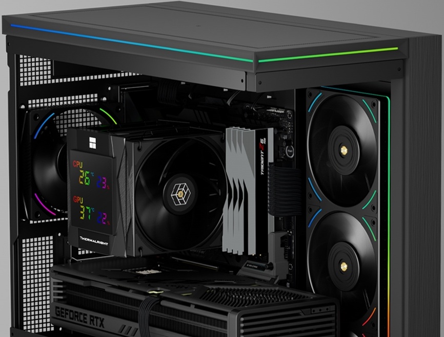 Кулер для процессора 120 мм Thermalright Royal Knight 120 Digital Black (TRRK120DB), 2x120 мм, 4 pin, USB, 2150 об/мин, черный, 265 Вт, 29.4 дБ