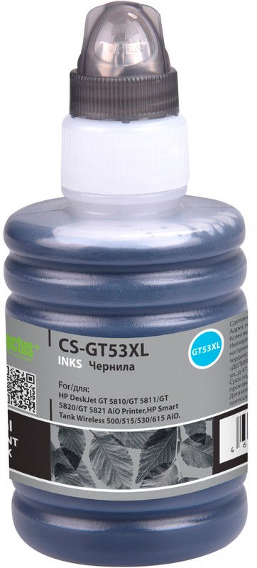 Чернила для HP Cactus GT53XL Black (CS-GT53XL); черный (black); HP Ink Tank 115/310/315/319/419/Smart Tank 515/615