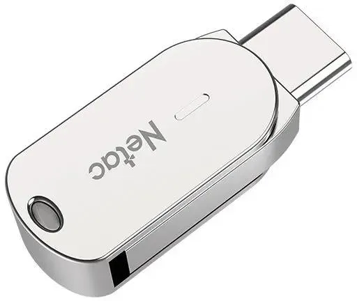 Накопитель USB-флэш 32 ГБ Netac U785C (NT03U785C-032G-30PN***); USB 3.X; ротатор; металлический корпус; OTG Type-C; серебристый