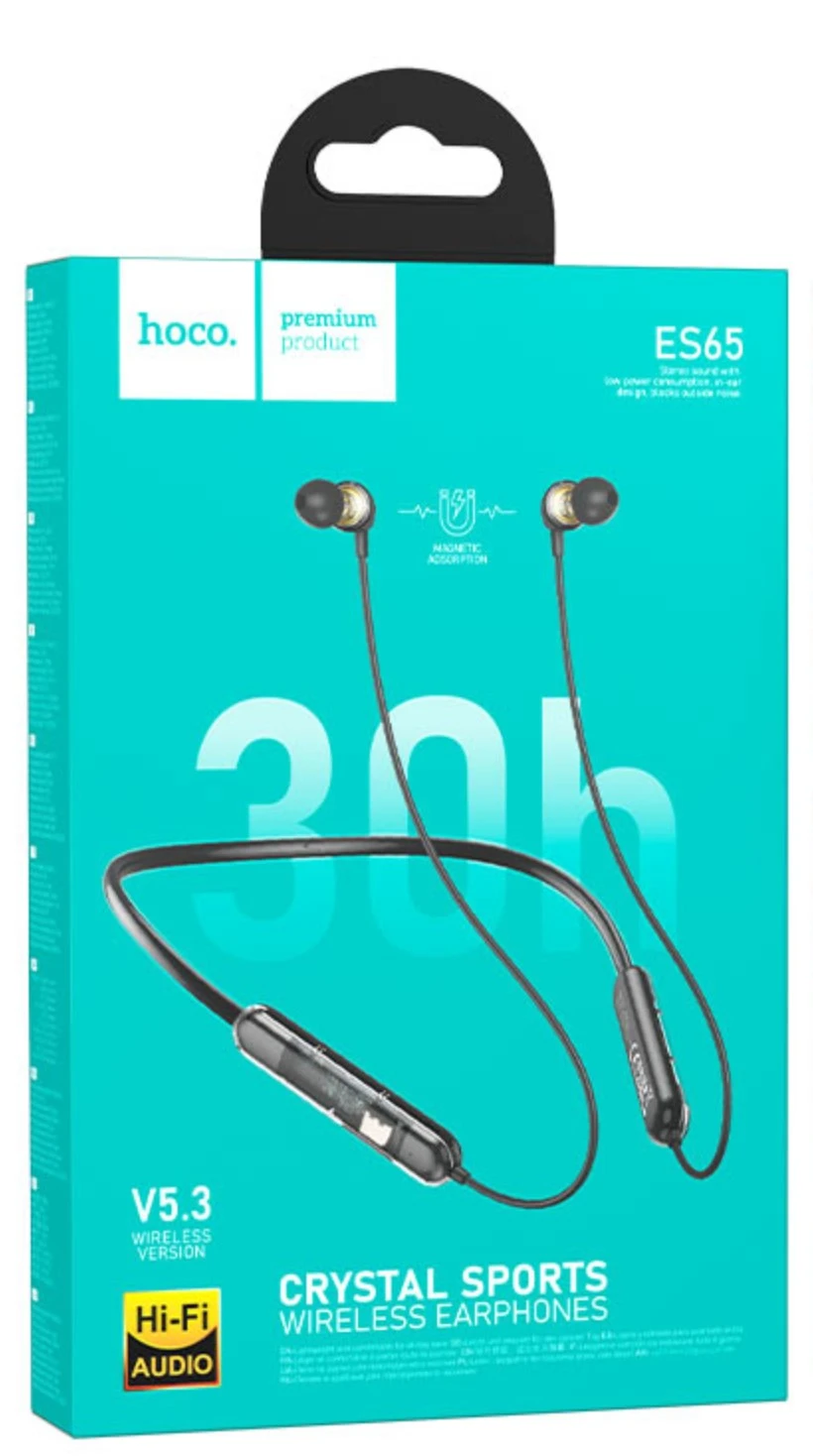 Гарнитура беспроводная Hoco ES65 Dream sports Black; вкладыши; bluetooth 5,3; затылочная дужка; 200 mAh; Li-Ion аккумулятор; чёрный