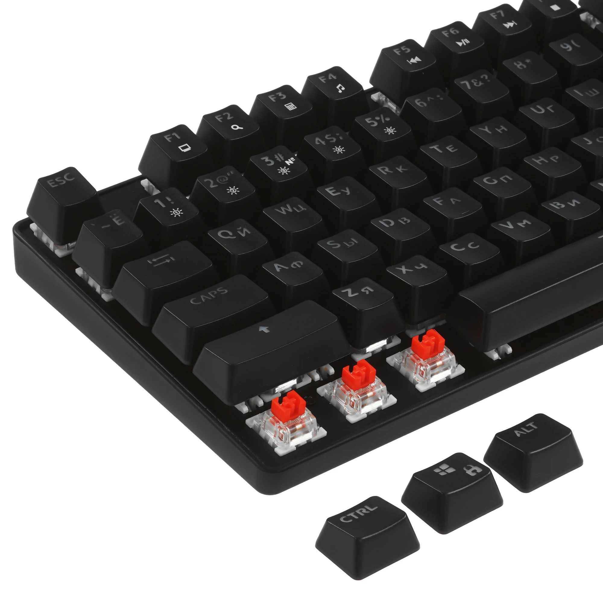 Клавиатура игровая Jet.A PANTEON T15 PRO RS HS Black (92); USB; механическая; 104 клавиш; 12 (+FN); RGB подсветка; черный