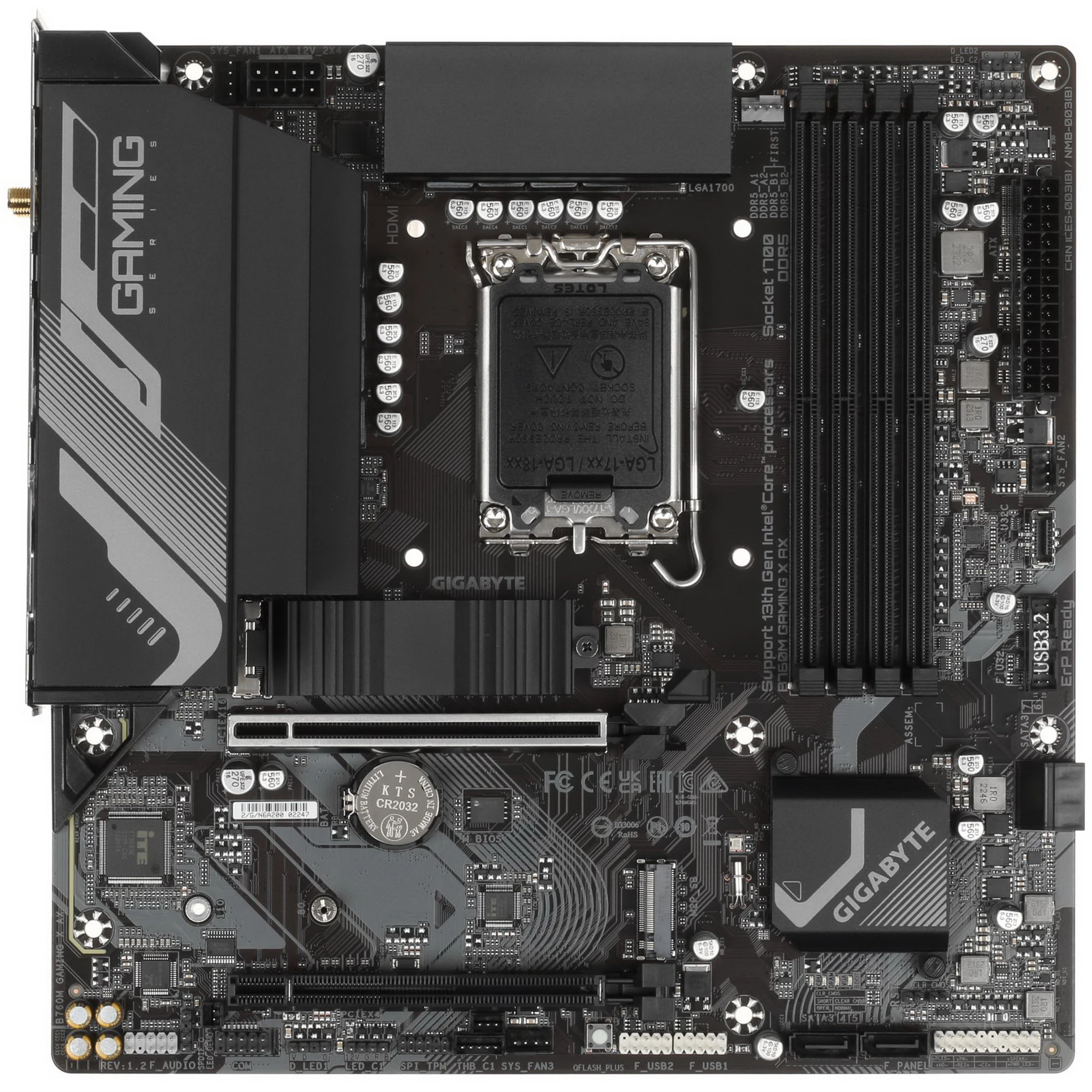 Материнская плата Gigabyte B760M GAMING X AX***; Socket 1700; mATX; Intel B760; 4хDDR5(7600); 2xPCI-E x16; HDMI; DisplayPort; 4(SATA 6Gb/s); Audio 8 c