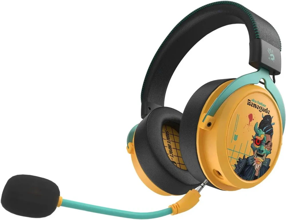 Гарнитура беспроводная A4Tech Bloody MR595 Renegade Yellow (MR595 Sunset Yellow***); накладные; Blue