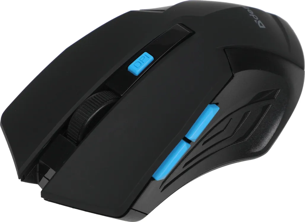 Мышь беспроводная Defender Accura MM-275 Black+Blue (52275); 2.4 ГГц; USB; оптический; 800/1200/1600 dpi; 6 кнопок; колесо прокрутки; 1хАА; чёрный+син