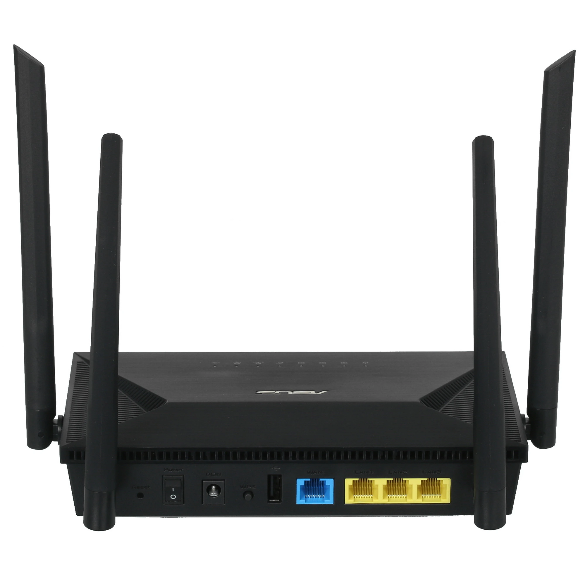 Роутер Asus RT-AX53U AX1800 (90IG06P0-MO3510); 574 Мбит/сек + 1201 Мбит/сек; 3xLAN 1 Гбит/с; 1xWAN 1 Гбит/с; 1xUSB 2.0; 4 ant