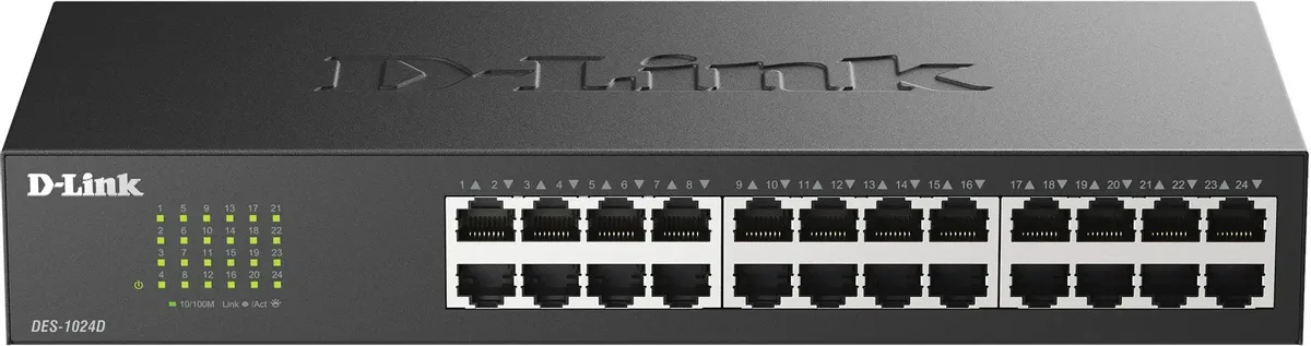 Коммутатор неуправляемый D-Link DES-1024D; Fast Ethernet (10/100); 24 порта;