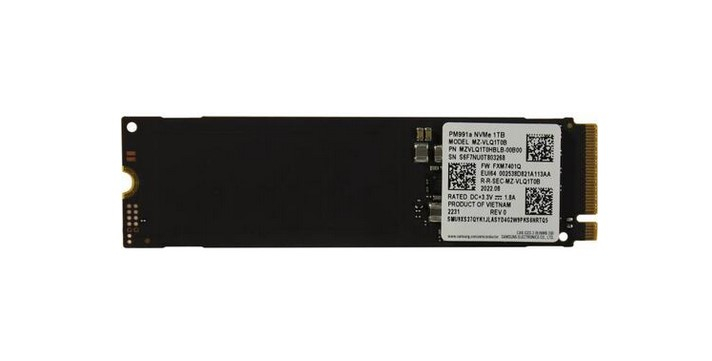 Накопитель SSD 1 ТБ Samsung PM991A MZ-9LQ1T0B (MZ9LQ1T0HBLB-00B00***); M.2 (2230); 3100Мб/с -  2000Mб/с; 3D NAND (TLC); PCI-E Gen3 x4; OEM