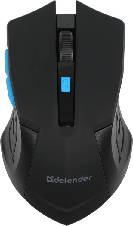 Мышь беспроводная Defender Accura MM-275 Black+Blue (52275); 2.4 ГГц; USB; оптический; 800/1200/1600 dpi; 6 кнопок; колесо прокрутки; 1хАА; чёрный+син