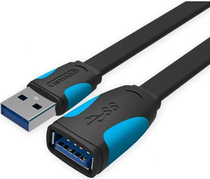 Кабель USB 3.0 AM/AF Vention VAS-A13-B050; плоский; 0,5 м; черный