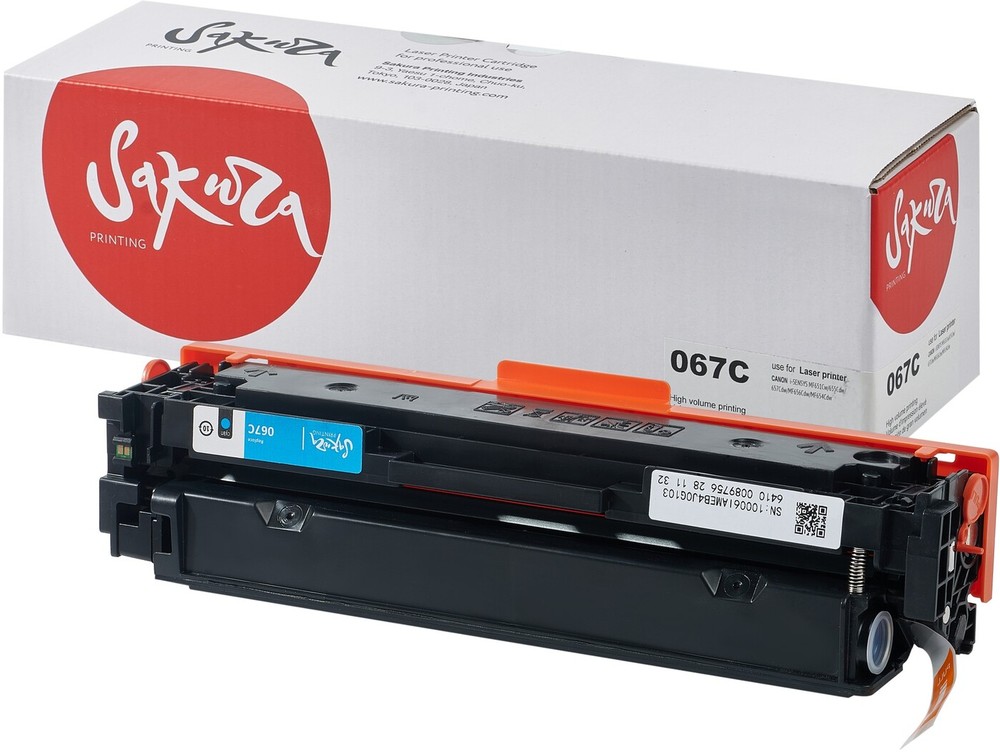 Картридж Sakura 067C (5101C002) (SA067C-ECO) голубой; Canon i-SENSYS LBP631cw/LBP633Cdw/MF651Cw /MF655Cdw/MF655Cw/MF657Cdw/MF657Cw; 1300 стр