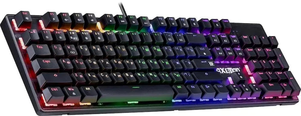 Клавиатура игровая Defender AXEMAN GK-302 (45306***); USB; механическая; 104 клавиши; 12 (+FN); подсветка LED; ENG\RUS; чёрный