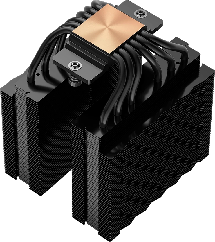 Кулер для процессора 120 мм PCCooler RT620 (RT620-BKNWXX-GL), 2x120 мм, 4 pin, 500-2200 об/мин, черный, 265 Вт, 34.9 дБ, 6 трубок, алюминий, медь
