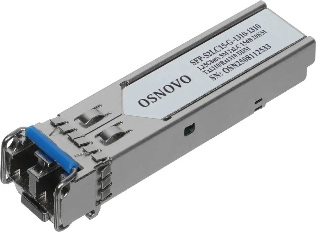 Трансивер OSNOVO (SFP-S2LC15-G-1310-1310) SFP модуль, 1.25G, 20 км, TX 1310 нм, RX 1310 нм, 2xLC, DDM