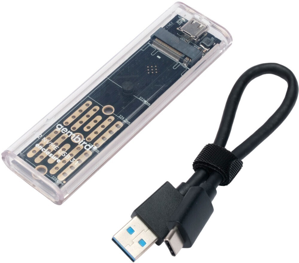 Внешний карман для SSD M.2 Gembird (EEM2-NVME-2); NVME; 2230-2280; USB 3.0 (Type C); пластик