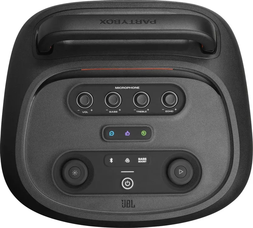 Акустика портативная JBL PartyBox Stage 520 (JBLPARTYBOX520EU); 400 Вт; 40 - 20000 Гц; USB, AUX; BT 5.4; IPX4; регулятор на верхней панели; 15 ч.; чер