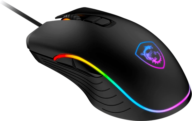 Мышь игровая MSI Forge GM300 Black (S12-0402300-HH9); USB; оптический; 1200-7200 dpi; 7 кнопок; колесо-кнопка; RGB подсветка; черный