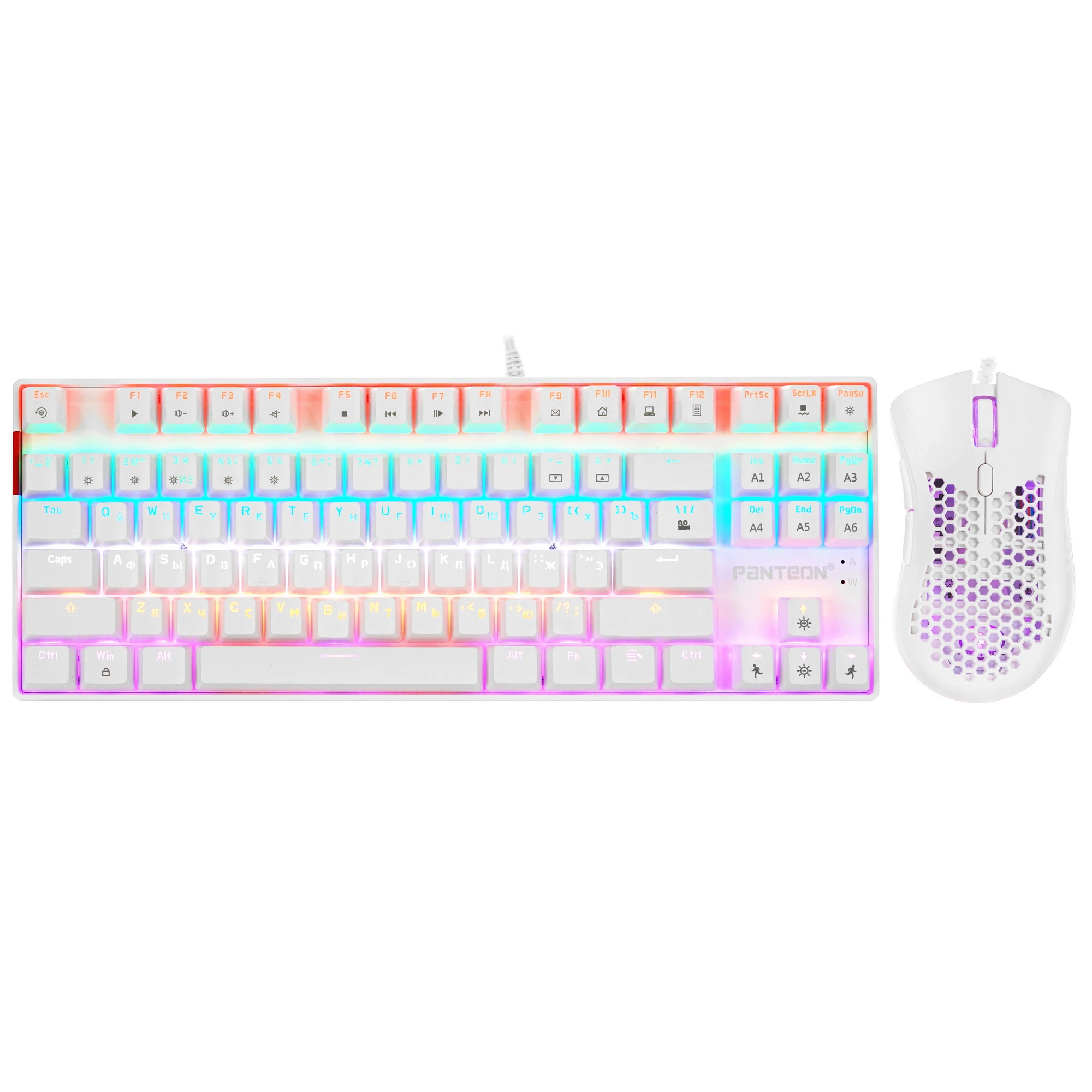 Набор игровой Jet.A PANTEON GS800 White (мышь+клавиатура); USB; оптический; 200 - 7200 dpi; 6 кнопок