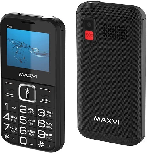 Мобильный телефон Maxvi B200 черный; 2.0"; TFT; 160x128; 0.3 Мп; 32 Мб/32 Мб; 1 400 мА/ч