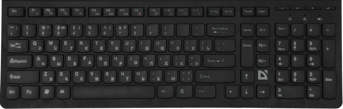 Комплект Defender Columbia C-775 (45775***); беспроводной; USB; мембранная; оптическая; 800/1200/1600 dpi; 2xAAA/2xAAA; мультимедийный; чёрный