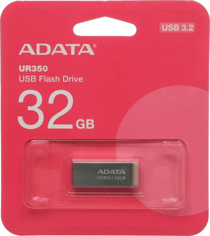 Накопитель USB-флэш 32 ГБ A-Data UR350 (UR350-32G-RSR/BG); USB 3.2 Gen 1; моноблок; метелл