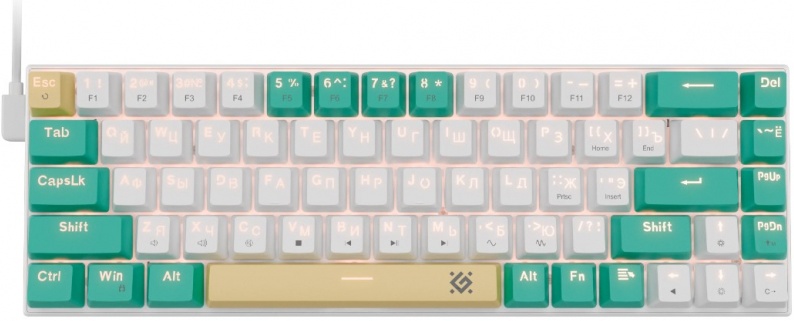 Клавиатура игровая Defender Vexx Pro GK-084 (45084); USB; механическая; 68 клавиш; 12 (+FN); Hot Swap; подсветка RGB; ENG\RUS; отсоединяемый кабель; д