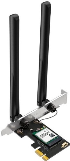 Сетевая карта WiFi Mercusys MA70XE (AX1800+BT 5.4); 3000 Мбит/с (574 Мбит/с+ 1201 Мбит/с); 2 ant; PCI-E 1x