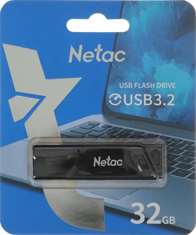 Накопитель USB-флэш 32 ГБ Netac U336 (NT03U336S-032G-32BK); USB 3.2; классическая, с колпачком; защита от перезаписи; чёрный