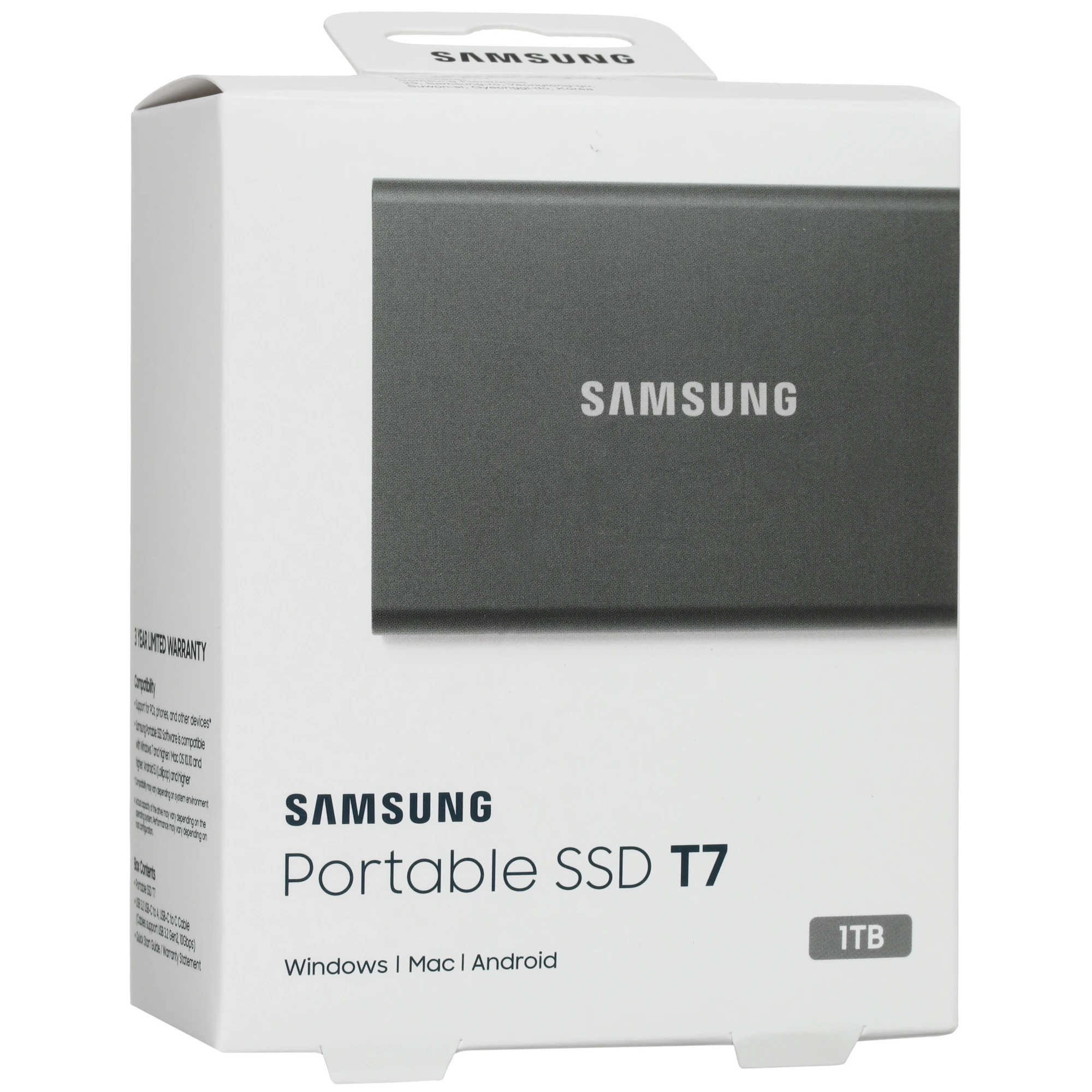 Внешний SSD 1 ТБ Samsung T7 (MU-PC1T0T/WW***); USB 3.2 Type C; серый