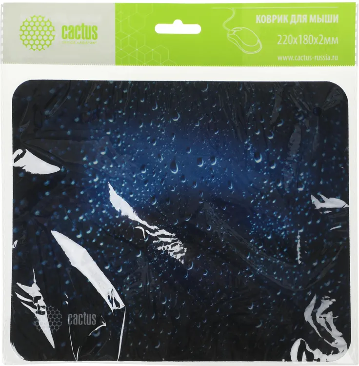 Коврик для мыши Cactus Water Drops (CS-MPC-P05XS); ткань + резиновая основа; 220 х 180 х 2 мм; игровая поверхность; рисунок