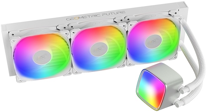 Система жидкостного охлаждения 360 мм Geometric Future Eskimo Pro 360 ARGB White (1C251W0361000); активная; 3x120 мм; 2000 об/мин; 34.2 дБ