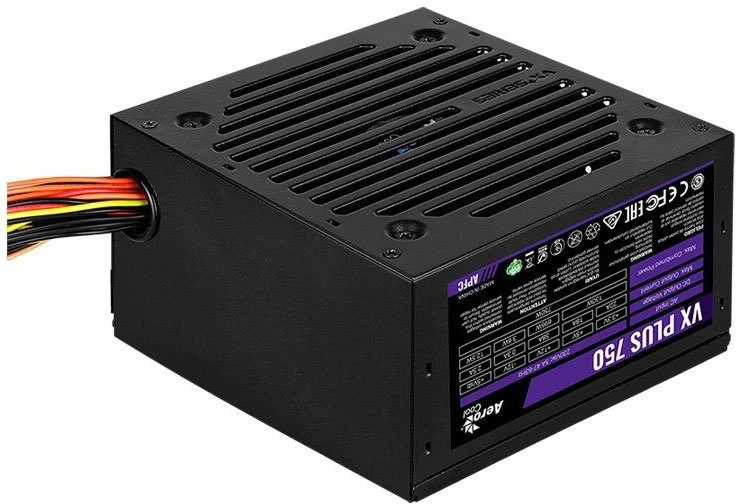 Блок питания 750 Вт AeroCool VX PLUS 750 (VX-750 PLUS***); 24+4+4 pin; 4xSATA; 3xIDE; 1xFloppy; 2x6+2-pin PCI-E; 120 мм; RET