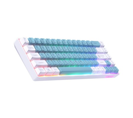 Клавиатура игровая Defender Deron GK-098 (45132); 2,4 ГГц; мембранная; 68 клавиш; LED подсветка; ENG\RUS; белый + синий