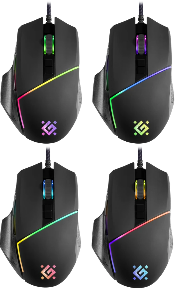Мышь игровая Defender Warfame GM-880L RGB (52880***); USB; оптический; 800 - 12800 dpi; 5 кнопок; ко
