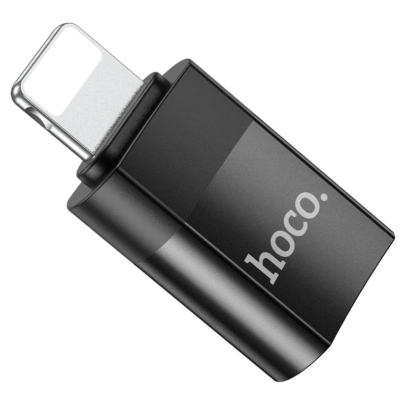 Адаптер Lightning->Type-C  Hoco UA17; OTG; металлический с кабелем USB на Type-C – 5V / 2A; Type-C на Type-C – 5V / 2A
