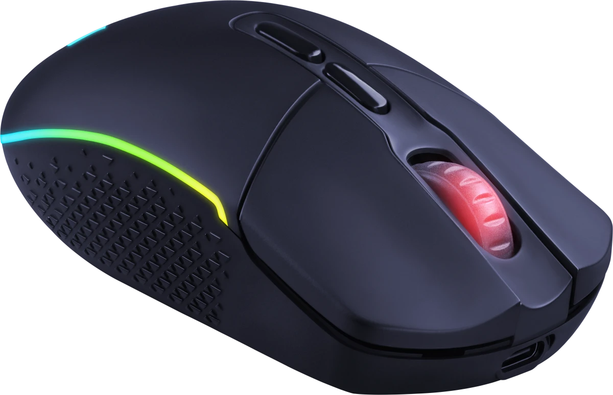 Мышь беспроводная Redragon Invader Pro (71845); USB/2.4 Ггц; оптический; 100 - 10000 dpi; 8 кнопок; колесо прокрутки; собственный аккумулятор; LED под