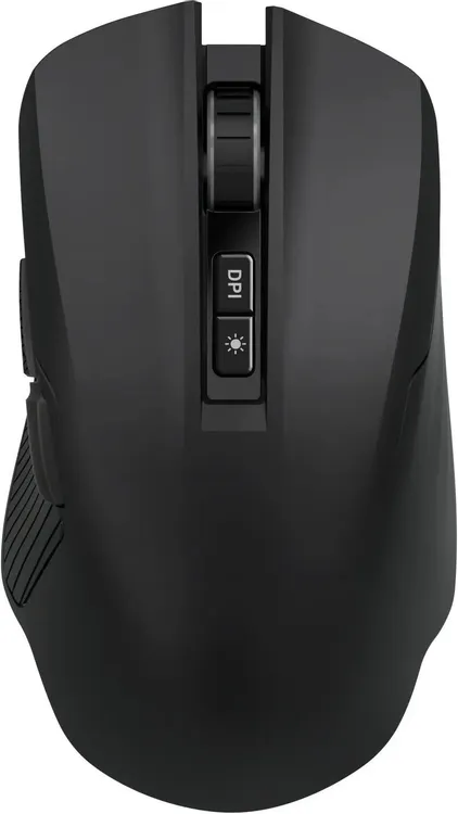 Мышь игровая Defender Whisper GM-209 Black (52209); BT/2.4 Ггц; оптический; 800 - 7200 dpi; 6 кнопок; колесо-кнопка; аккумулятор, 400 мА·ч; черный