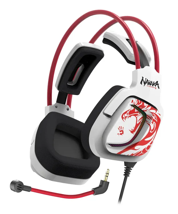 Гарнитура игровая A4Tech Bloody G575 NARAKA; оголовье; 20 - 20 000 Гц; 16 Ом; съемный микрофон; регулятор громкости; USB; виртуальный звук 7.1; белый