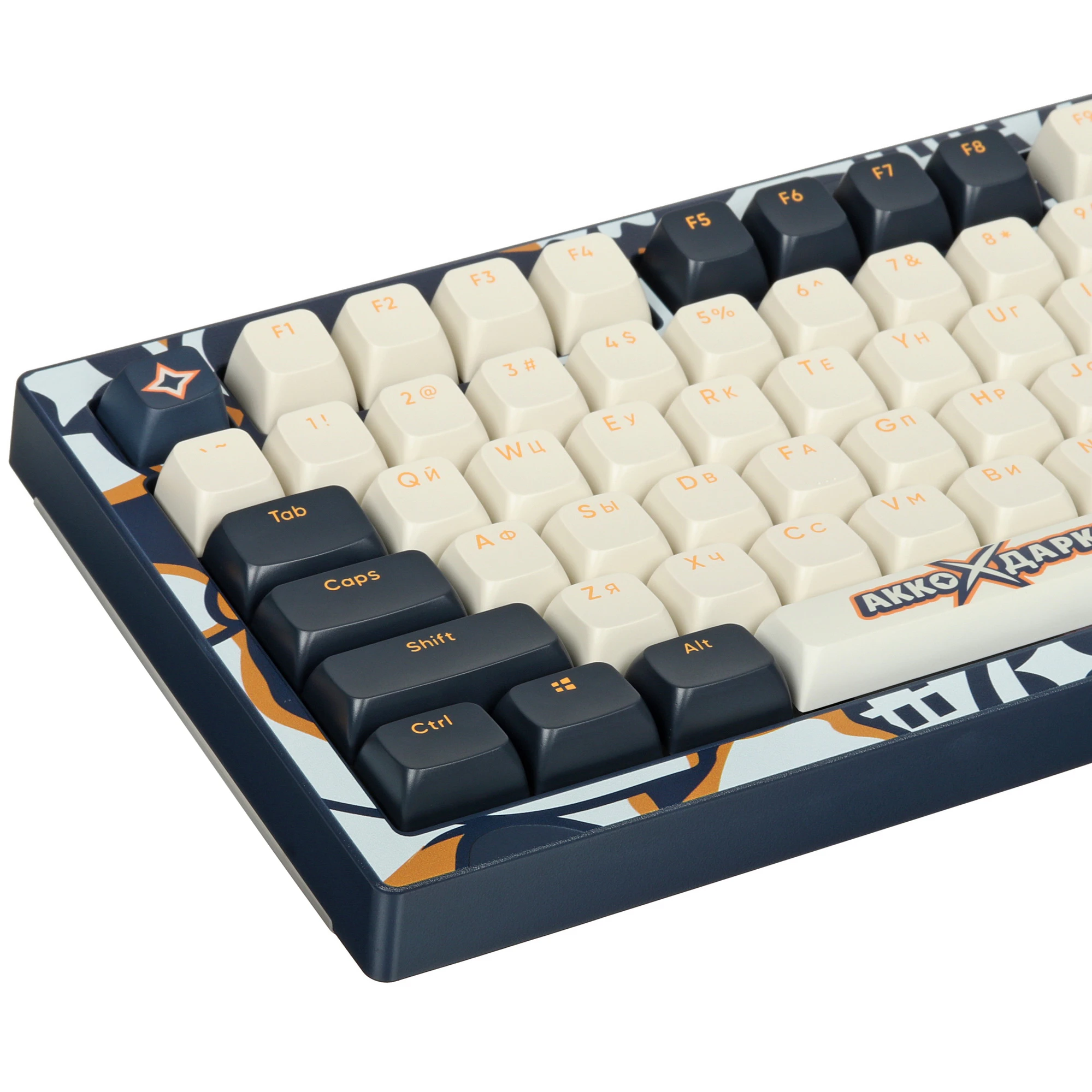 Клавиатура проводная Dark Project x AKKO 5075S Blue (DP-KD-5075-AKK); механическая; switch - Akko Fairy; 75 клавиш; RGB; 1,8м; белый+оранжевый