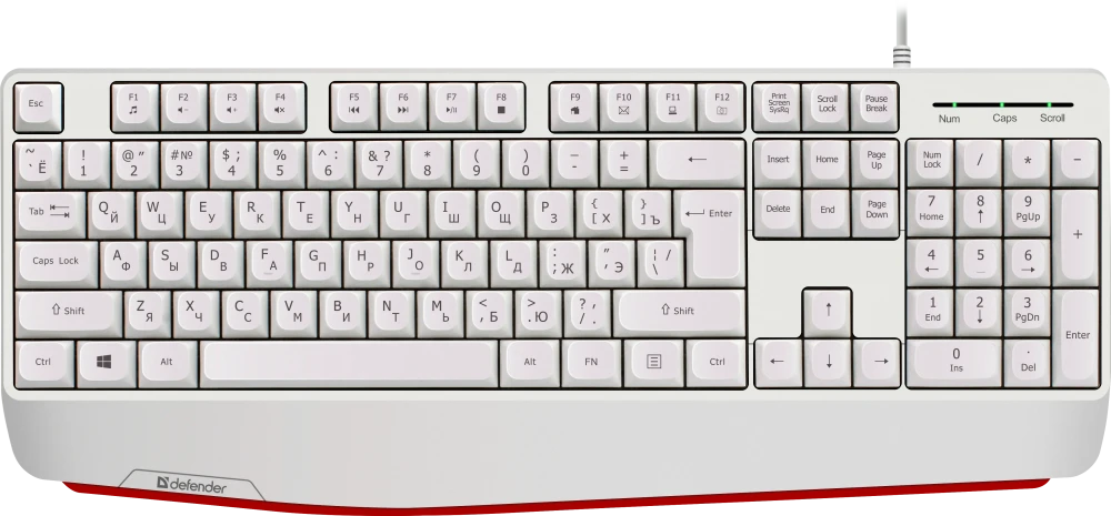 Клавиатура проводная Defender Atom HB-546 (45547***); USB; мембранная; 104 клавиши; 12 (+FN); ENG\RU