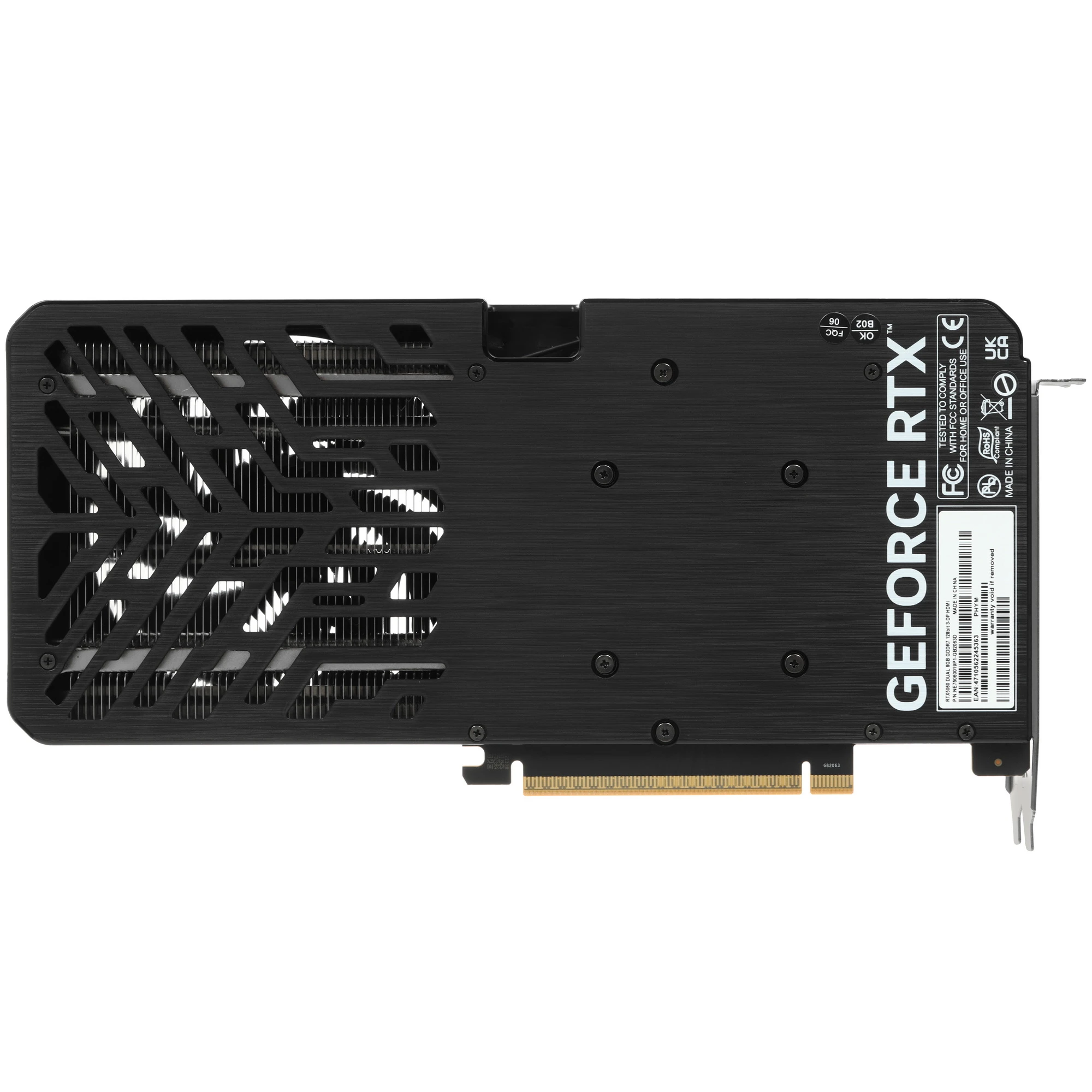 Видеокарта Nvidia GeForce RTX 5060 8 ГБ GDDR7 Palit Dual (NE75060019P1-GB2063D); 2280-2497 МГц; 28 ГГц; 128 бит; 1xHDMI; 3xDP
