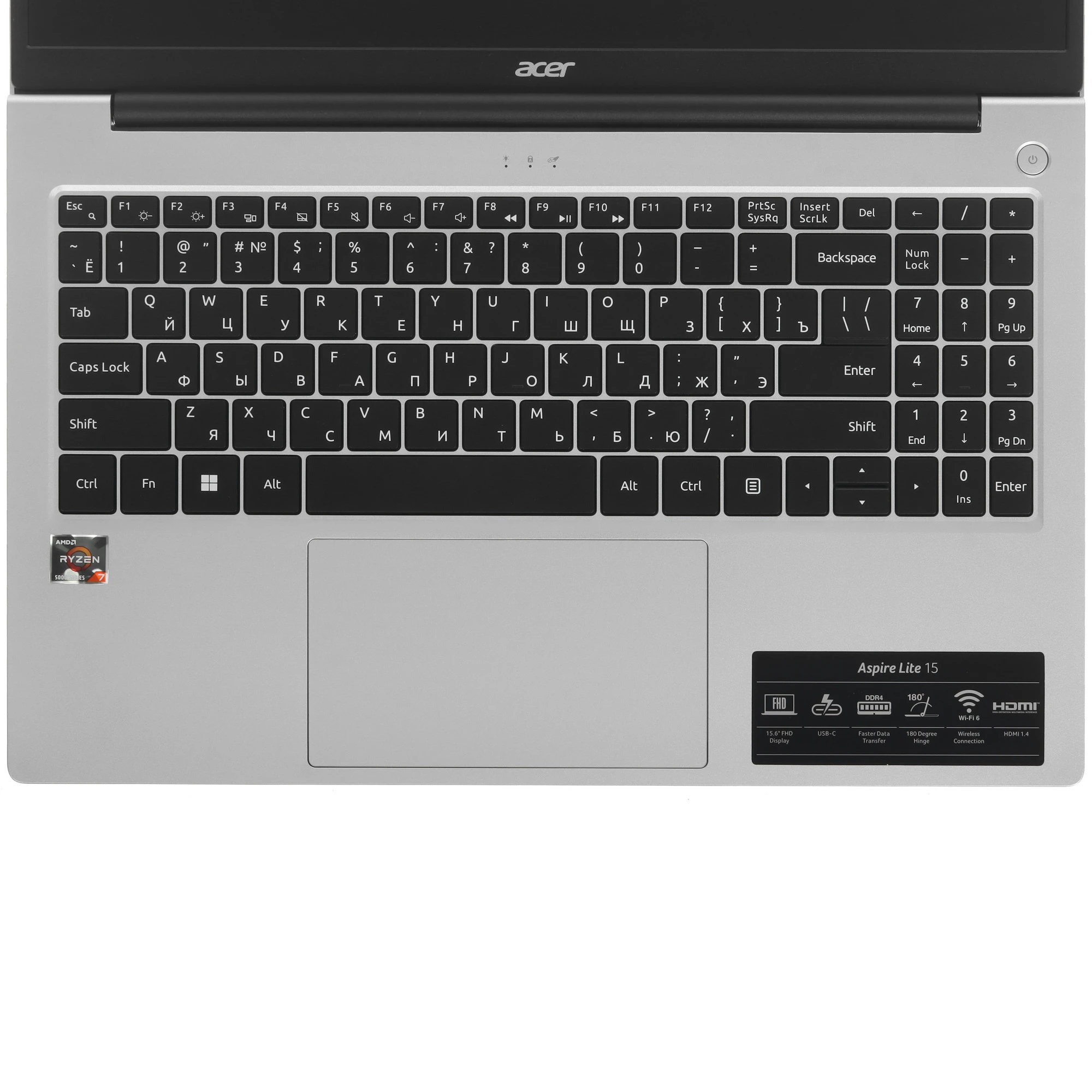 Ноутбук 15.6" Acer Aspire Lite AL15-41 (UN.431SI.P23); 1920x1080 TN 60Гц; AMD Ryzen 5 5500U; 16Гб; 512Гб; AMD Radeon Graphics; NO OS; 36 Вт*ч; 1,59