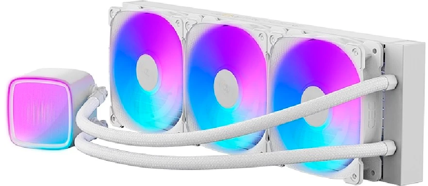 Система жидкостного охлаждения 360 мм Geometric Future Eskimo Junior Neon 36 White (1C255W0361000***); активная; 3 вентилятора; 4-pin; 600 - 2800 об/м