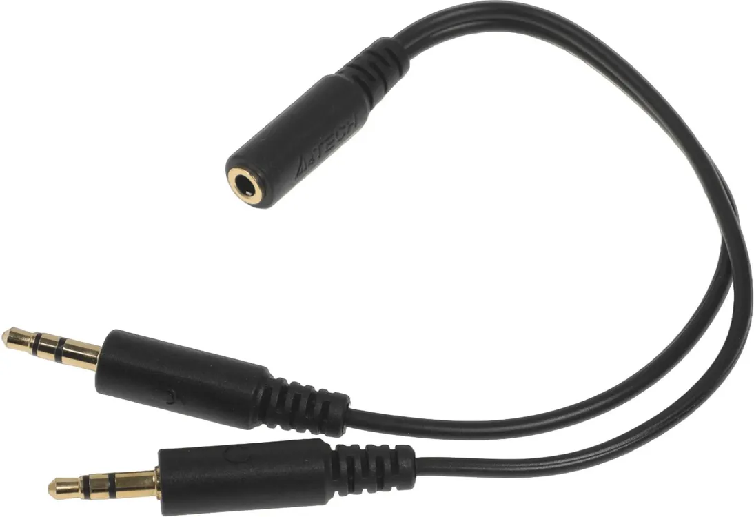 Переходник 2 x 3.5mm (F) mic+head -> 3.5mm 4 pin (M); оплетка; 0,24 м
